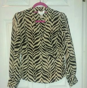 Talbot Silk Blouse,  Animal Print, Black & Beige